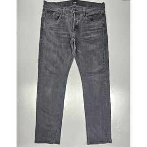 Hudson Jeans Mens 34x30 Black Denim Pants Byron 5-Pocket Straight Button‎ Fly